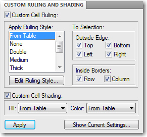 Removing Table Overrides with Custom Ruling & Shading