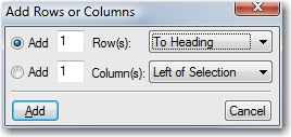 Add Rows or Columns
