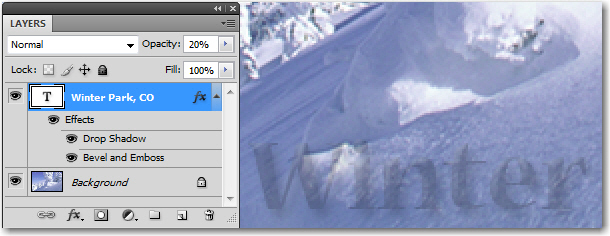 Adobe Photoshop: Reducing the opacity on a layer reduces the opacity of everything on that layer.