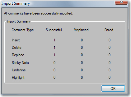 Adobe FrameMaker: Import PDF Comments Report Summary