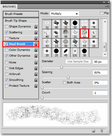Adobe Photoshop: Add the Dual Brush setting.