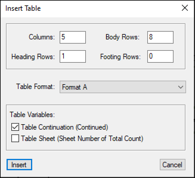 Adobe FrameMaker: Table Continuation Variable