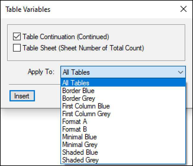 Adobe FrameMaker: Table Continuation Variable