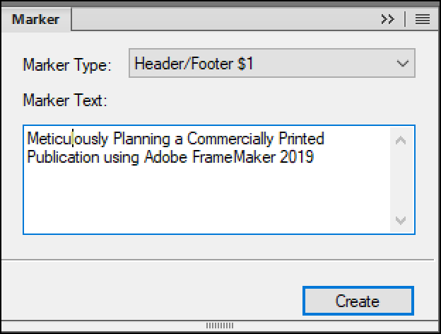 Adobe FrameMaker: Header/Footer marker