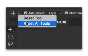 Photoshop CC 2015: Resetting tool options