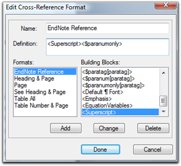 Adobe FrameMaker: Edit Cross-Reference Format