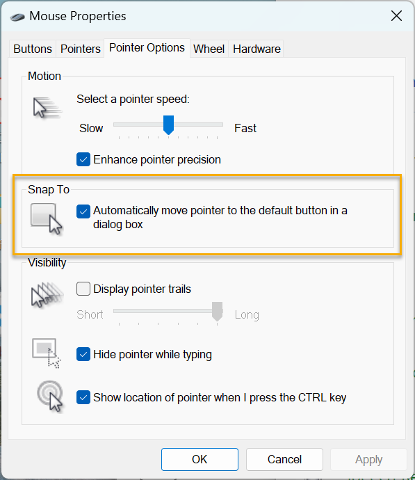 Adobe FrameMaker: automatically move pointer to the default button in a dialog box