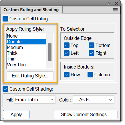 Adobe FrameMaker: Change the color of the rules in Table Designer