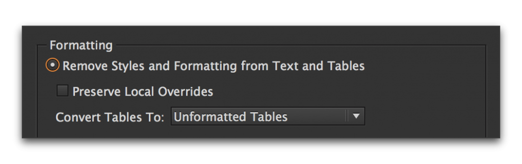 Adobe InDesign: Removing table overrides