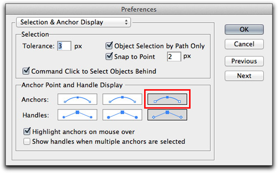 Adobe Illustrator CS5: Preferences | Selection and Anchor Display