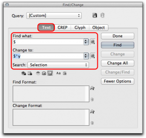 Adobe InDesign: Search for a $, replace with a $ and a Right Indent Tab