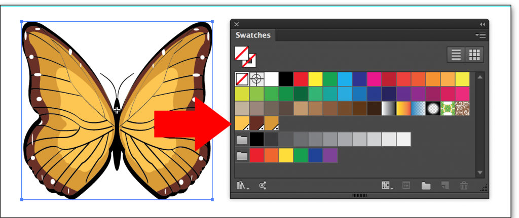 Adobe Illustrator CC 2014: The new Pantone swatches appear in the Swatches panel.