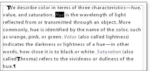 Adobe FrameMaker: Select the glossary term