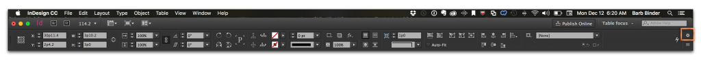 Adobe InDesign CC: Control Panel