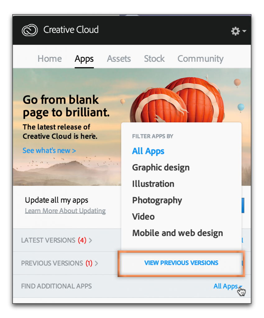 Adobe Creative Cloud: Reinstall old version