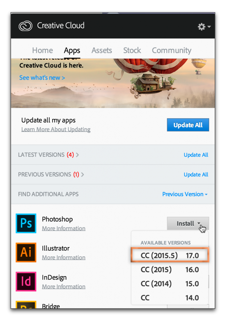 download older versions of adobe creative cloud