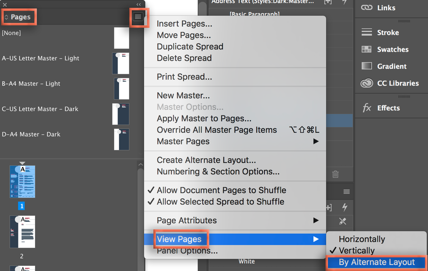 Pages Panel Menu Indesign Adobe InDesign: I Can’t Edit an Adobe Stock CV Template! - Rocky ...