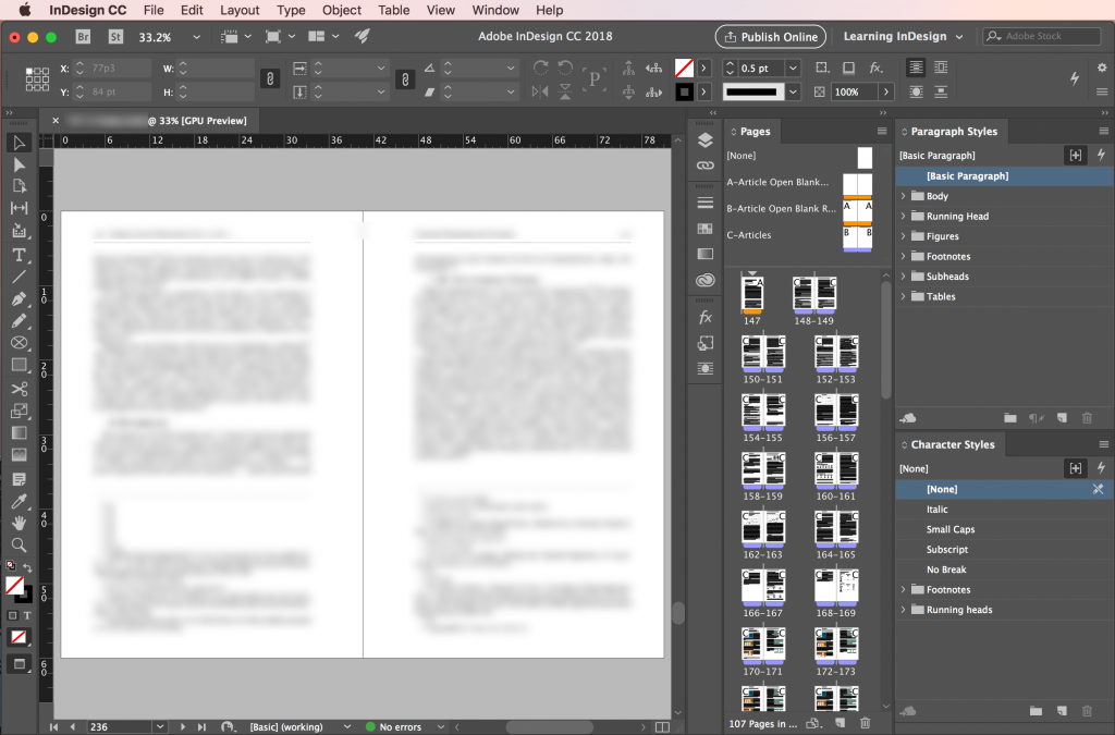 Adobe InDesign CC 2018: Workspaces