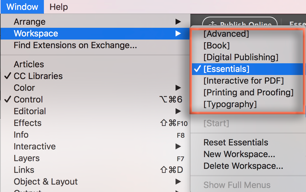 Adobe InDesign CC 2018: Workspaces