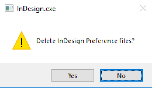 Delete InDesign Preference Files