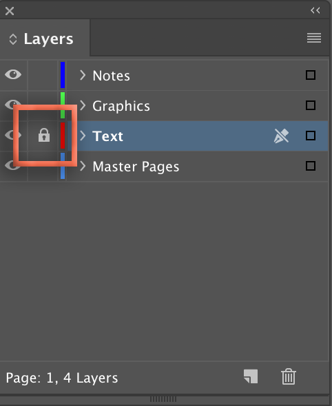 Adobe InDesign: Locked Layer