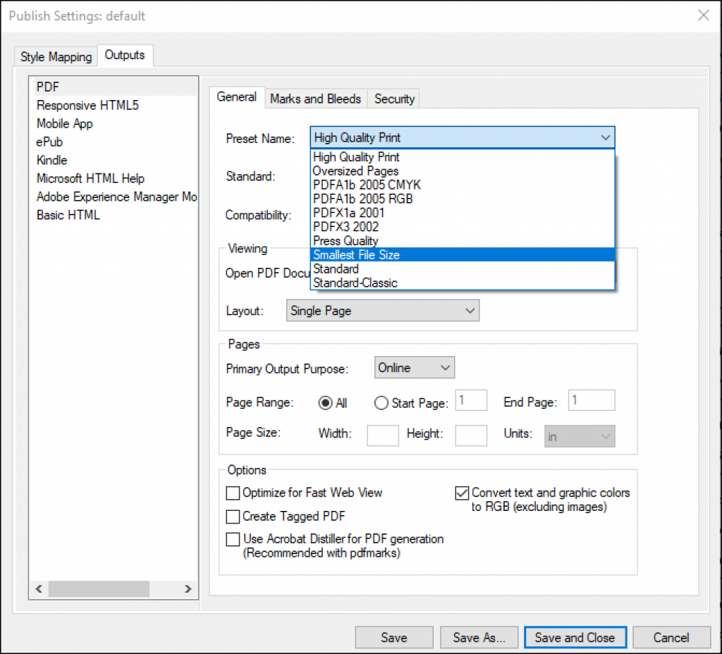 Adobe FrameMaker: Edit PDF Settings in Adobe FrameMaker 2019