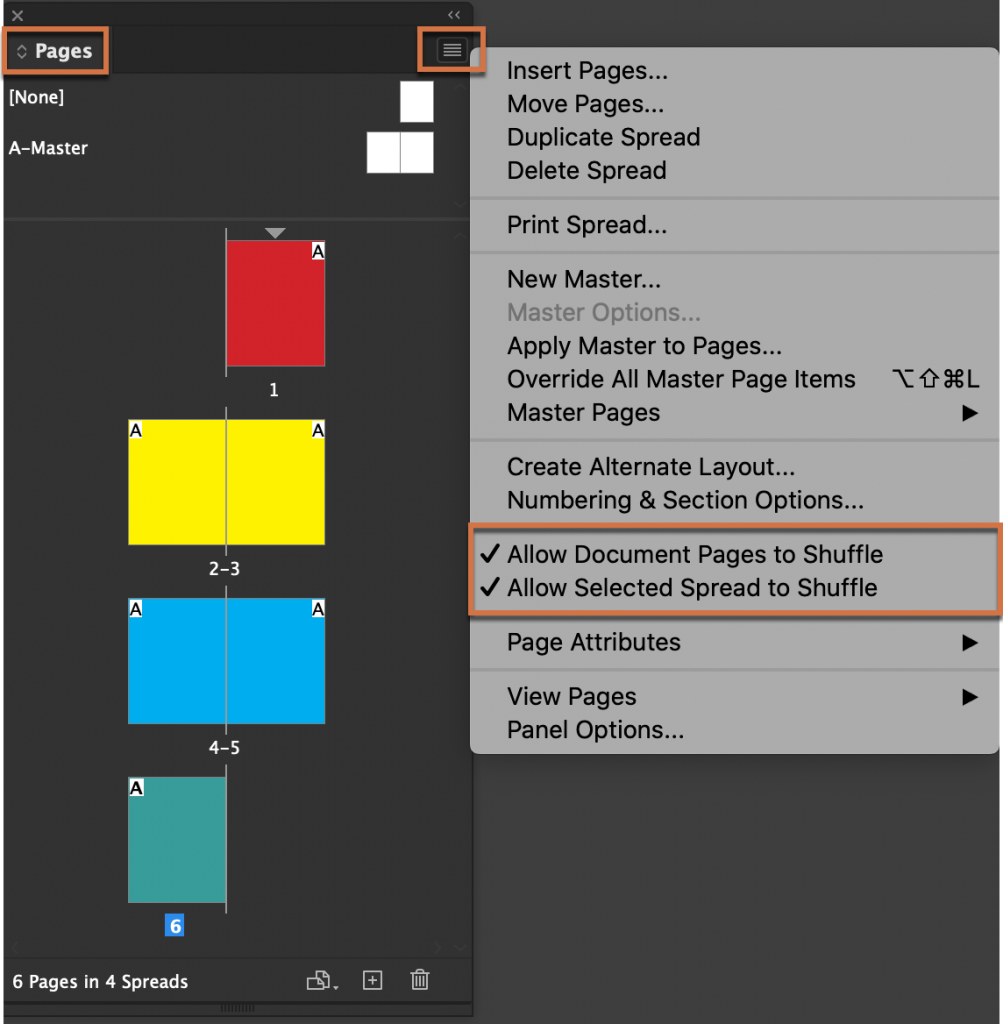 Adobe InDesign: Allow Document Pages/Selected Spreads to Shuffle