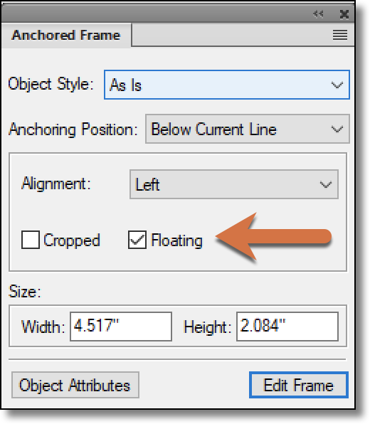 Adobe FrameMaker: Set an Anchored Frame to Float