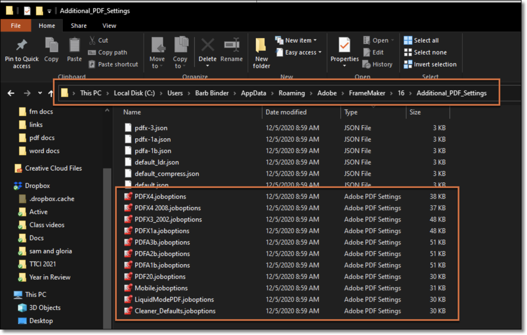 Adobe FrameMaker: Locate all of the extra PDF presets