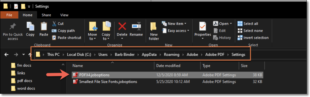 Adobe FrameMaker: Paste the ones you need into the PDF Settings folder