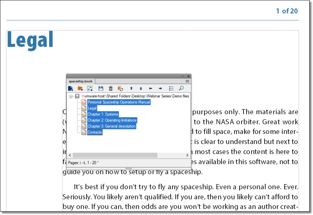 Adobe FrameMaker: Book Page Count variable