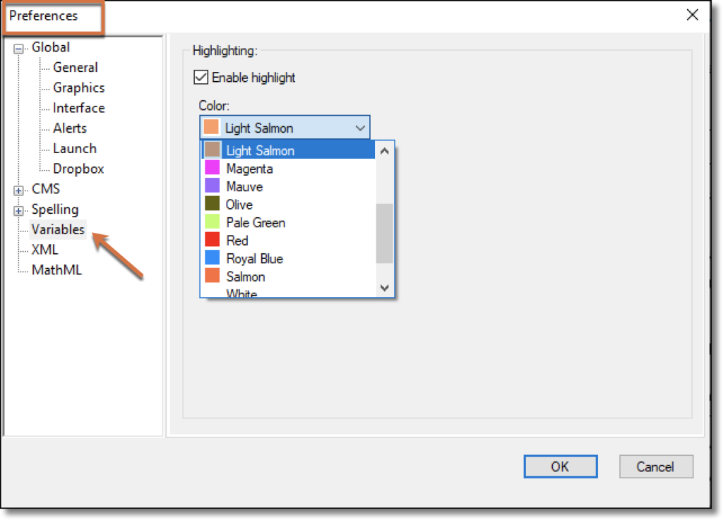 Adobe FrameMaker: Highlighting Variables