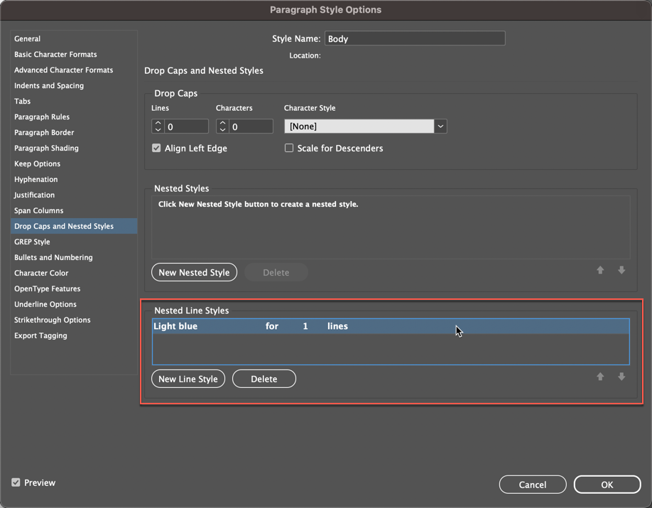 Adobe InDesign: Nested Line styles