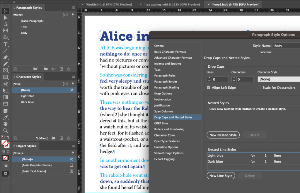 Adobe InDesign: Nested Line styles