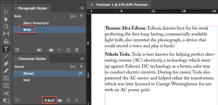 Adobe InDesign: Nested styles