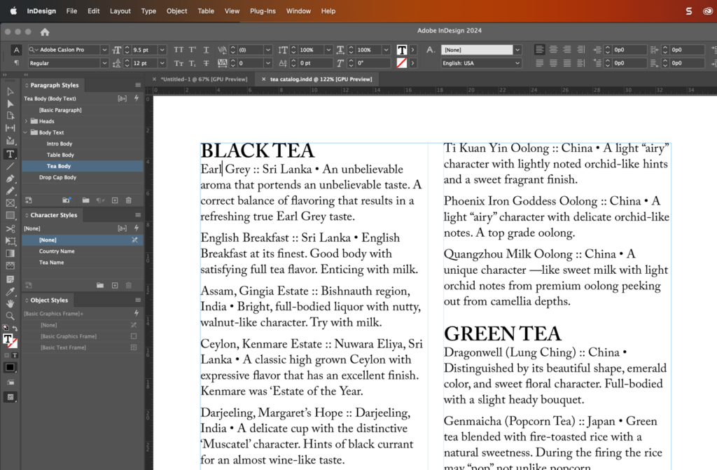 Adobe InDesign: Nested styles