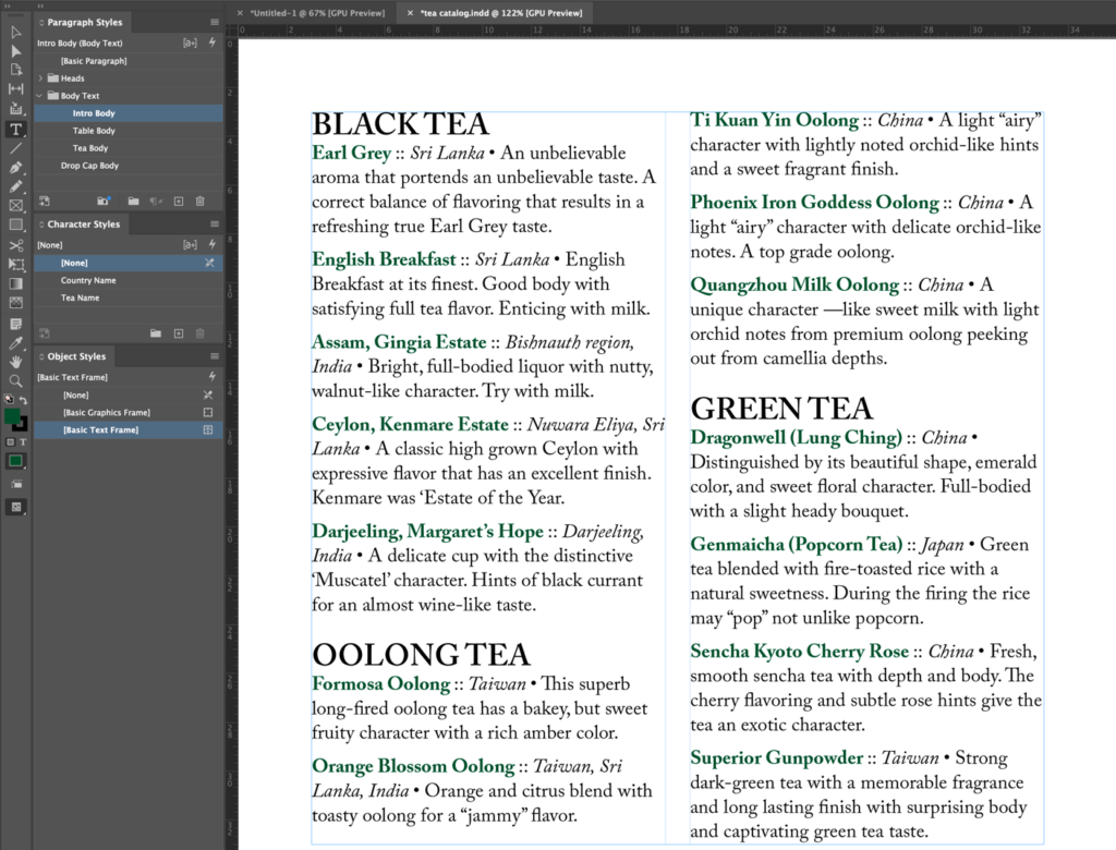 Adobe InDesign: Nested styles