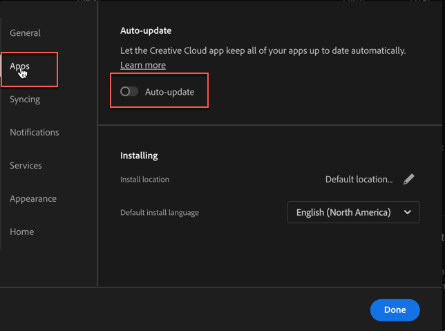 Adobe InDesign: Disable Auto-Updates for the CC Desktop App